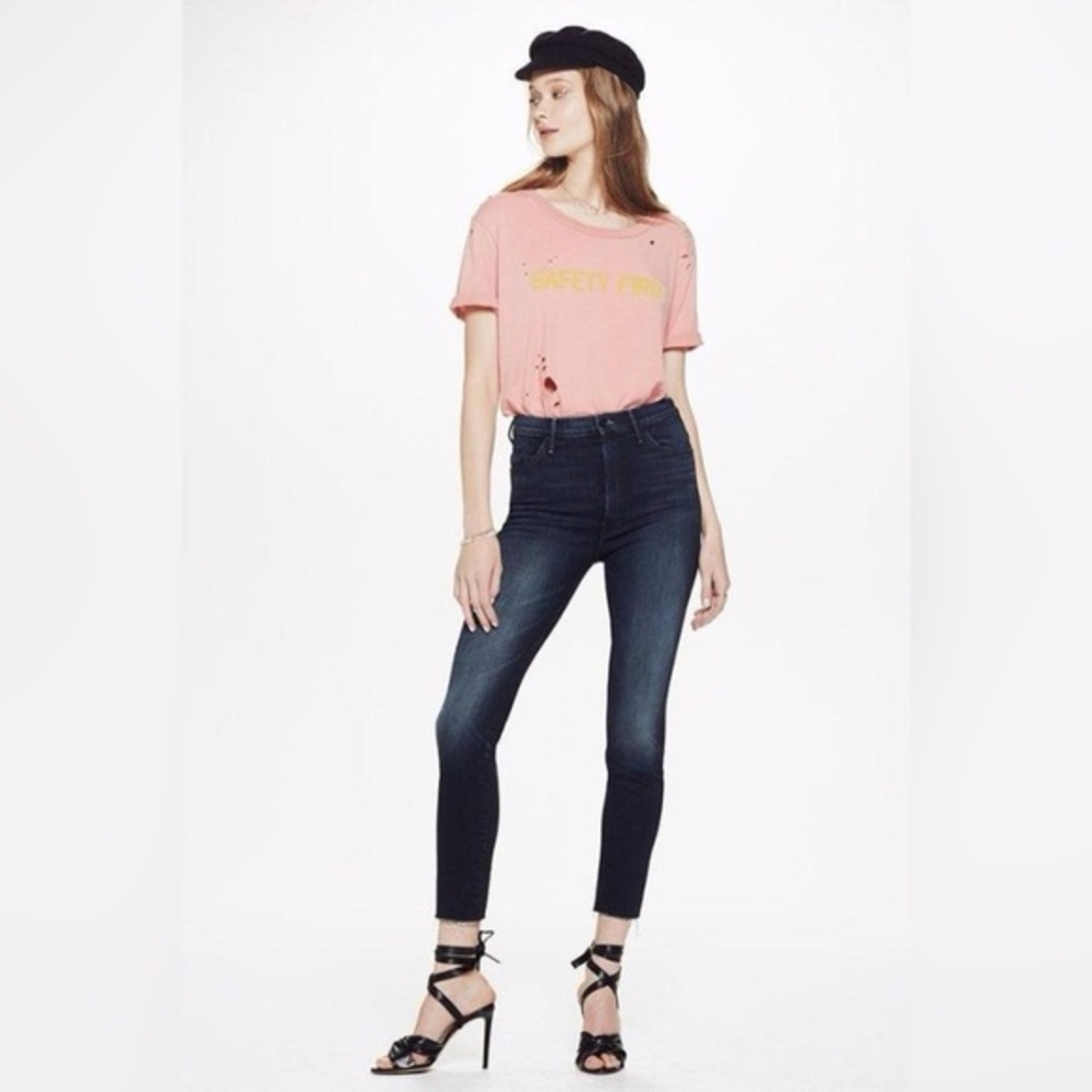 MOTHER High Waisted Looker Ankle Fray in Night Owl